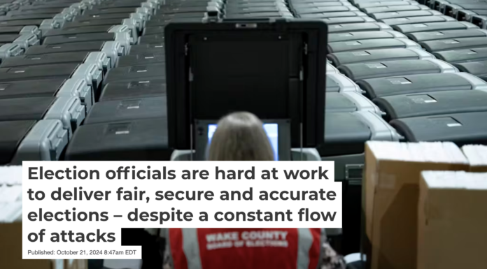 Voting machines are tested at the Wake County Board of Elections on Sept. 17, 2024, in Raleigh, N.C. Allison Joyce/Getty Images
